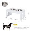 PawHut 23" Dog Bone Wooden Elevated Dog Bowl Feeding Station, White