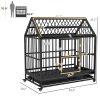 PawHut 48" Heavy Duty Dog Crate with 4 Lockable Wheels, Double Doors, and Removable Tray, for XL and L Dogs