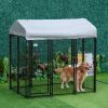 Pawhut 6' x 4' x 6' Large Dog Kennel Outdoor, Heavy Duty Dog Kennel with UV-Resistant Oxford Cloth Roof & Secure Lock, Black