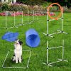 Pawhut 5 Piece Outdoor Dog Agility Training Equipment Set with Jumping Ring Hurdle Bar Tunnel Pet Fitness