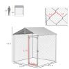 PawHut 6.6x6.6x7.8 Outdoor Dog Kennel for Small Medium Dogs w Waterproof Roof Silver