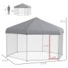 PawHut Large Outdoor Dog Kennel 13.4 x 11.5 ft Waterproof UV Resistant Roof Medium Large Dogs Silver