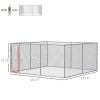 PawHut Outdoor Dog Kennel Galvanized Chain Link Fence Heavy Duty Pet Run House Chicken Coop with Secure Lock Mesh Sidewalls for Backyard, Silver