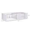 PawHut Wooden Whelping Box for Dogs, Adjustable Entrance, Large Puppy Playpen, 81" x 39" x 20", White