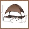 PawHut 48" x 36" Elevated Portable Dog Cot Cooling Pet Bed with UV Protection Canopy Shade, Coffee