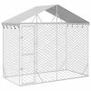 Outdoor Dog Kennel with Roof Silver 9.8'x4.9'x8.2' Galvanized Steel