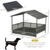 PawHut Rattan Outdoor Dog Bed with Canopy Soft Cushion Removable Cover Medium Large Dogs Gray