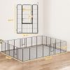 PawHut Dog Playpen for Indoor Outdoor, 24 Panels 44.5" H Puppy Playpen with Lockable Door, DIY Shape Pet Exercise Fence, Black