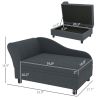 PawHut Pet Sofa Bed Couch with Storage, Pet Sofa for Cats and Small Dogs, Dark Gray