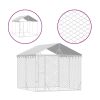 Outdoor Dog Kennel with Roof Silver 9.8'x9.8'x8.2' Galvanized Steel