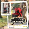 PawHut Pet Stroller for Small Dogs and Medium Dogs with Adjustable Canopy, Safety Tether, Storage Basket, Red