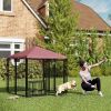 PawHut Welded Wire Outdoor Dog Kennel with 360Â° Rotating & 4 Levels Adjustable Bowls, Waterproof Cover, 4.6' x 4.6' x 5'