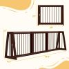 PawHut 28"-75" Freestanding Wooden Pet Gate with Support Feet & Non-Slip Mats for Indoor, Stairway, Doorway, Brown