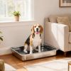 PawHut Dog Potty Tray Stainless Steel for Small and Medium Dogs, Dog Training Tray for Porch, Bathroom, Balcony, 28" x 20" x 4"