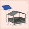 PawHut Wicker Dog House Indoor Outdoor Removable Cushion Lounge Dark Blue