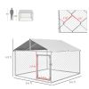 PawHut 6.6' x 6.6' x 4.9' Dog Kennel Outdoor for Small Medium Dogs with Waterproof Roof, Silver