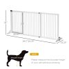 PawHut Freestanding Pet Gate Adjustable Wooden Dog Barrier 3 Panel Safety Fence w Lockable Door White 44.5-65.25x14.25x28