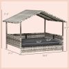 PawHut Elevated Wicker Dog House Indoor Outdoor Raised Rattan Bed Charcoal Grey Removable Cushion