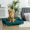 PawHut Dog Couch for Large Dogs, Dog Couch bed Large w/ Washable Cover, Wooden Legs, Soft Pet Couch for Comfort Sleep, Teal