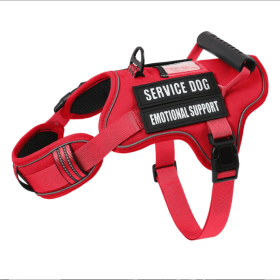 USLOCAL Tactical Service Dog Harness With Control Handle No Pulling Adjustable Reflective Pet Vest Harness Easy Walking Training (Option: Red-L)