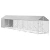 Outdoor Dog Kennel with Roof Silver 6.6'x45.9'x8.2' Galvanized Steel