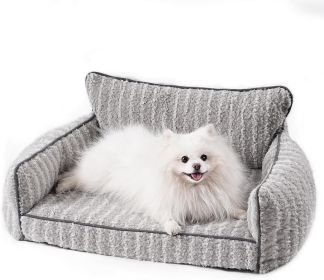 MEWOOFUN Orthopedic Pet Sofa - Supportive Bed For Small Medium Dogs & Cats, Anti-Slip Couch With Removable Cover, Grey, Large (Option: WP155)