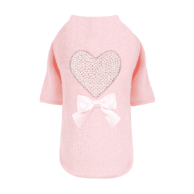 Pearl Heart Dog Sweater (Color: Peach, size: MD)