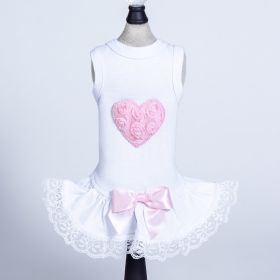 Puff Heart Lace Dog Dress (Color: Pink, size: SM)