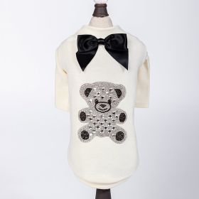 Teddy Bow Tee Dog Tee (Color: Ivory, size: SM)