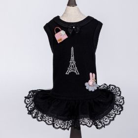 Paris Dog Dress (Color: Black, size: XXS)